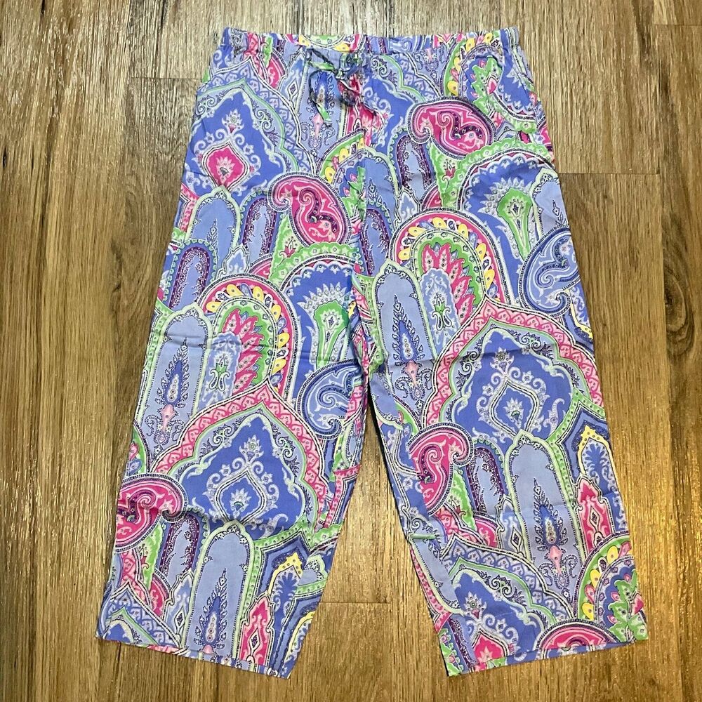 LAUREN RALPH LAUREN Black Label 2 Piece PJ Set Paisley Size PS Petite Small NEW - Picture 8 of 12